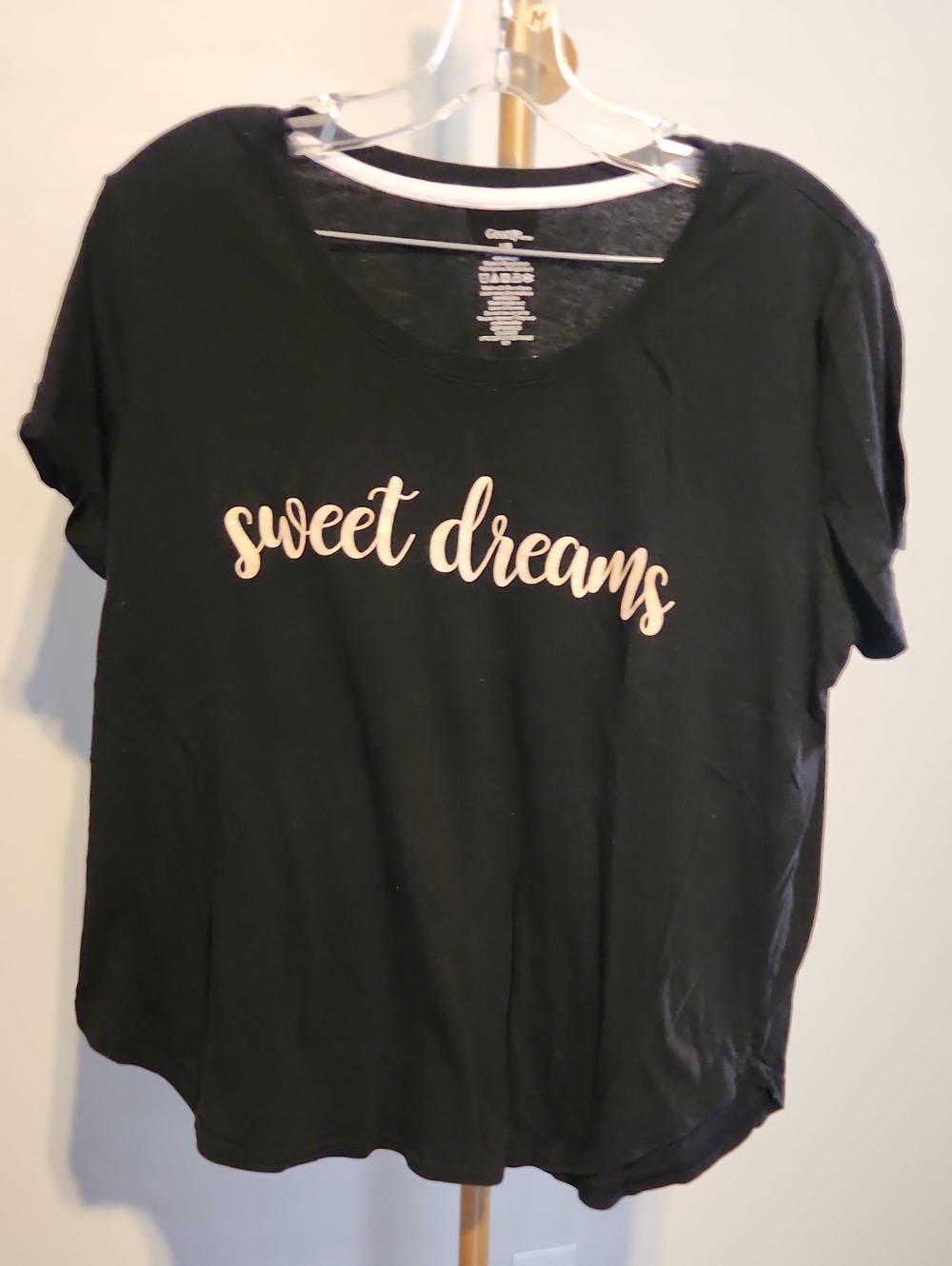 Sweet Dreams Black Graphic Tee - Women's Relaxed Sleep Top